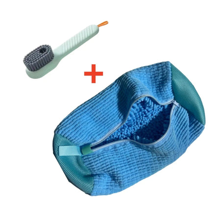 Shoe washing machine bag in use inside front load washer