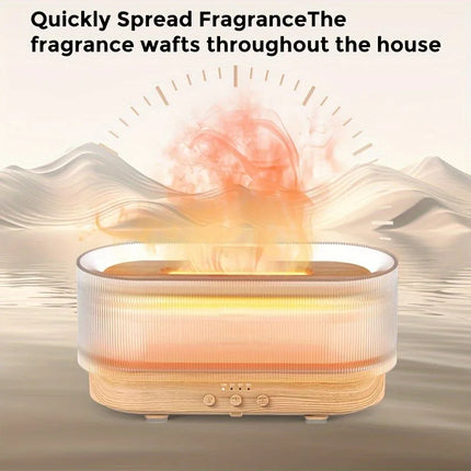 Air Flame Humidifier size comparison showing compact portable design
