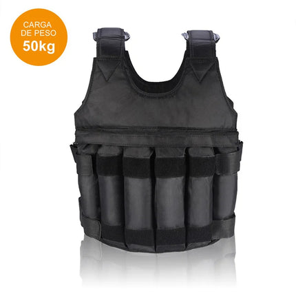 Adjustable weighted vest sizing guide showing men and women wearing the vest