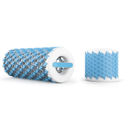 Retractable Massage Roller used on calf and foot for post-workout recovery