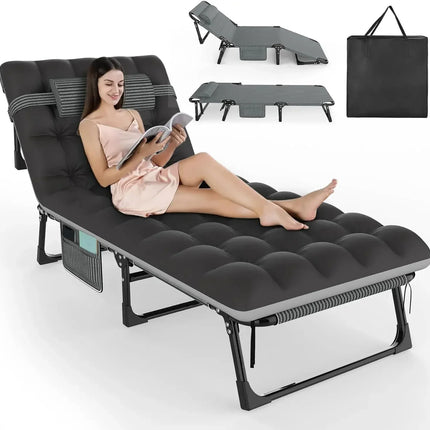 3 in 1 folding camping bed size comparison showing full length sleeping surface dimensions