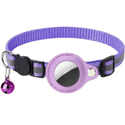 Apple AirTag inserted into reflective cat collar tracking holder