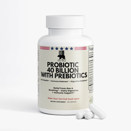 USA CALI Probiotic 40 Billion CFU made in USA 60 capsules side label view