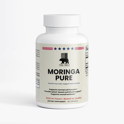 USA CALI MORINGA PURE Moringa Oleifera Leaf Capsules front label 60 count vegan supplement