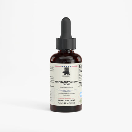 USA CALI Respiratory & Lung Health Drops 2 fl oz bottle front label for breathing support