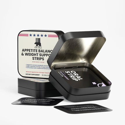 USA CALI Appetite Balance Weight Support Strips back label with usage directions and warnings