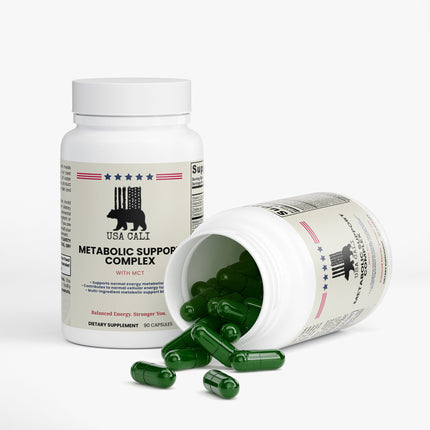 USA CALI MCT Metabolic Support capsule blend back label – Made in USA, 90 capsules