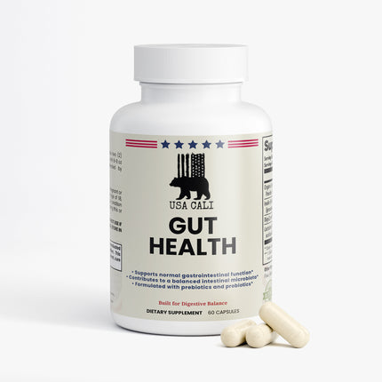USA CALI Gut Health digestive support capsules supplement facts panel 60 count