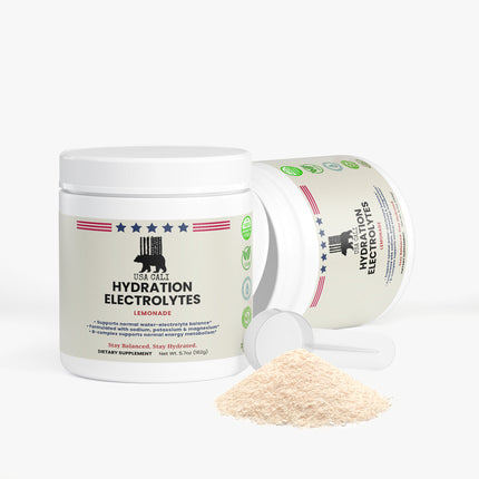 USA Cali Hydration Electrolyte Powder Mix made in USA lemonade flavor 162g container