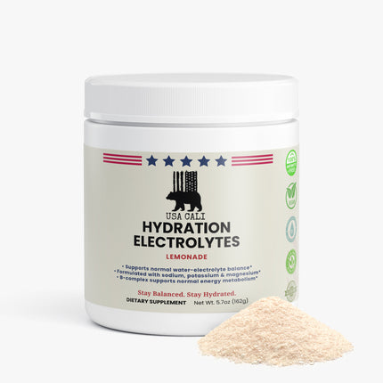 USA Cali Hydration Lemonade electrolyte drink mix keto-friendly caffeine-free formula