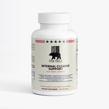 USA CALI Acai Berry Cleanse supplement bottle for gut balance and regularity