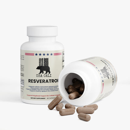 USA CALI Resveratrol 50% 600mg standardized polyphenol capsules supplement facts