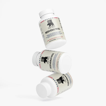 USA CALI Resveratrol 50% polyphenol antioxidant capsules label back view