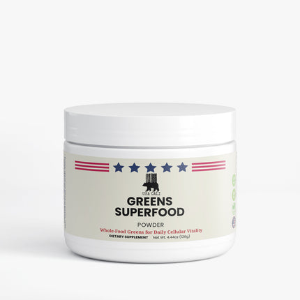 USA CALI Green Superfood Powder with Spirulina and Barley Grass – front label view 4.44 oz