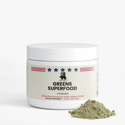 USA CALI Green Superfood Powder supplement facts and ingredients label – 126g canister