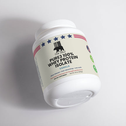 USA CALI Pure3 Whey Protein Isolate Vanilla supplement facts panel 683g container