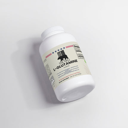 USA CALI L-Glutamine Powder label showing pure pharmaceutical-grade ingredients 300g