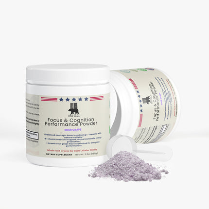 USA CALI Focus & Cognition Powder Sour Grape B-vitamin matrix nootropic blend 5.3oz back label