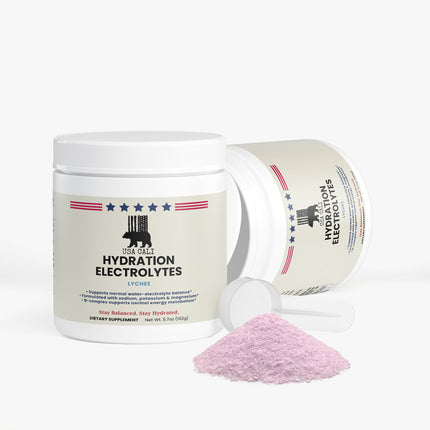 USA CALI Lychee Electrolyte Powder supplement facts panel B-Complex drink mix made in USA