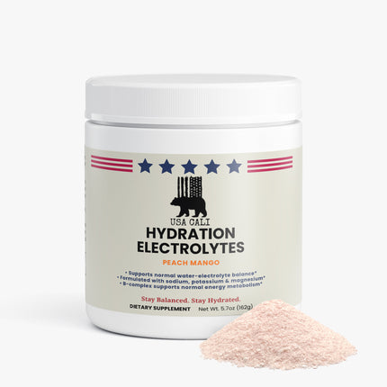 USA CALI Electrolytes Powder keto-friendly sugar-free caffeine-free label