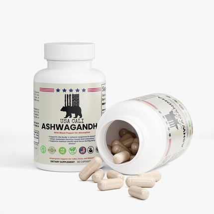 USA CALI Ashwagandha herbal calm formula supplement bottle back label