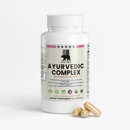 USA CALI Ayurvedic Complex Balance & Vitality herbal supplement facts panel