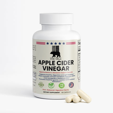 USA CALI Apple Cider Vinegar supplement capsules label detail view