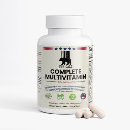 USA CALI Complete Multivitamin supplement bottle side panel label information