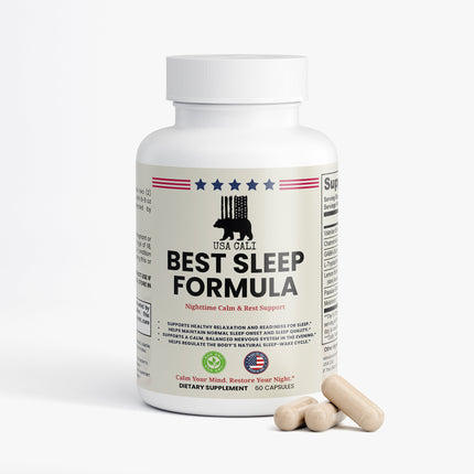 USA CALI Sleep Formula supplement facts panel and dosage information