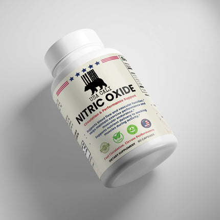 USA CALI Nitric Oxide Capsules front label – circulation and workout performance support, Made in USA