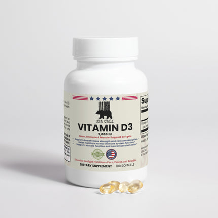 USA CALI Vitamin D3 2000 IU dietary supplement back label with usage directions