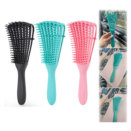 Hair detangling brush with flexible bristles for smooth, knot-free hair