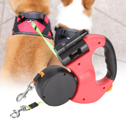 Retractable pet leash with built-in LED light for safe nighttime dog walking