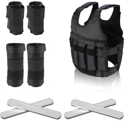 Adjustable weighted vest front view for strength training and fitness workouts