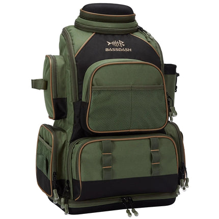 Multifunctional Fishing Tackle Backpack front view with multiple compartments