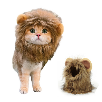 USA CALI Cat Lion Mane funny costume for cats and small dogs - front view