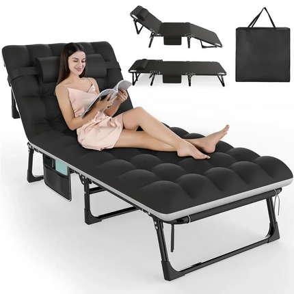3 in 1 folding camping bed fully assembled showing versatile outdoor sleeping solution