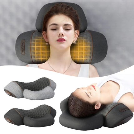 Electric neck massage pillow with heating and vibration for pain relief