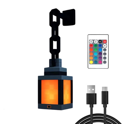 USA CALI Pixelated Lantern Night Light – Rechargeable RGB Lamp for Gamers
