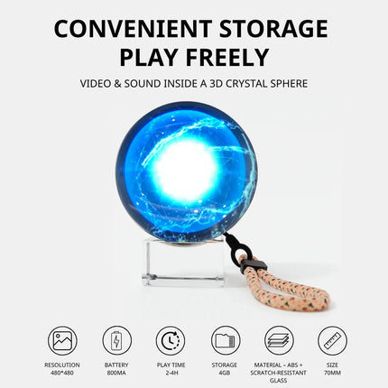 Customizable Video Crystal Sphere front view with glowing display