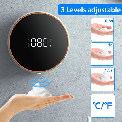 Automatic foaming hand soap dispenser side view sleek modern design