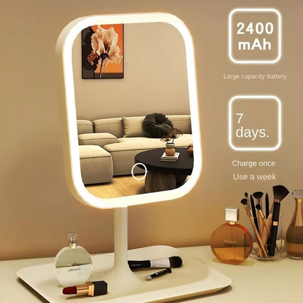 USA-CALI LumiGlow LED Makeup Mirror showing illuminated ring light detail
