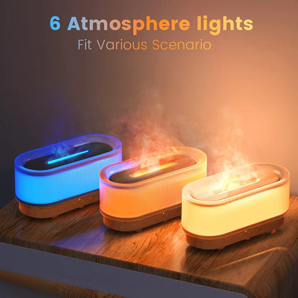 Air Flame Humidifier showing cool mist output and LED flame display