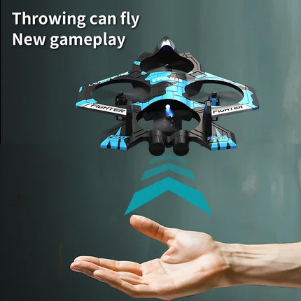 RC Foam Fighter Drone in flight showing aerodynamic foam body construction