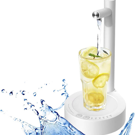 Automatic desktop water dispenser side profile showing sleek compact design