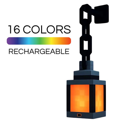 USA CALI Pixelated Lantern Night Light – Rechargeable RGB Lamp for Gamers