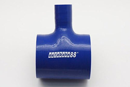 Automotive Silicone Hose Coupler, T-Piece 3-Way BOV Coupler, 2.75 in ID, 1 in Spout, Blue