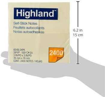Yellow Self-Stick Notes, 3 x 3 Inches, 24 Pack