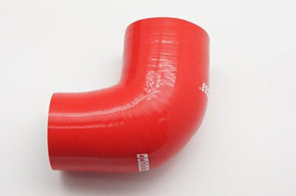 Automotive Silicone 90-Degree Elbow Reducer Coupler, 2.75 in to 3 in, Red