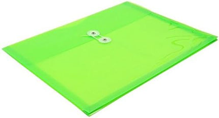 Plastic Filing Envelopes with Button & String Tie Closure, Letter Booklet, 9 3/4 x 13, Assorted Primary Colors, 6 Pack